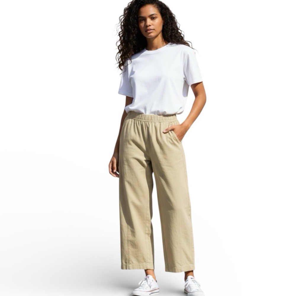 GS GLOBAL Wide Leg Light Yellow Harajuku Casual Baggy Lyocel Pants M NWOT